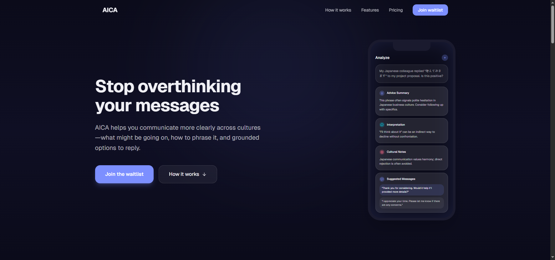 AICA interface preview